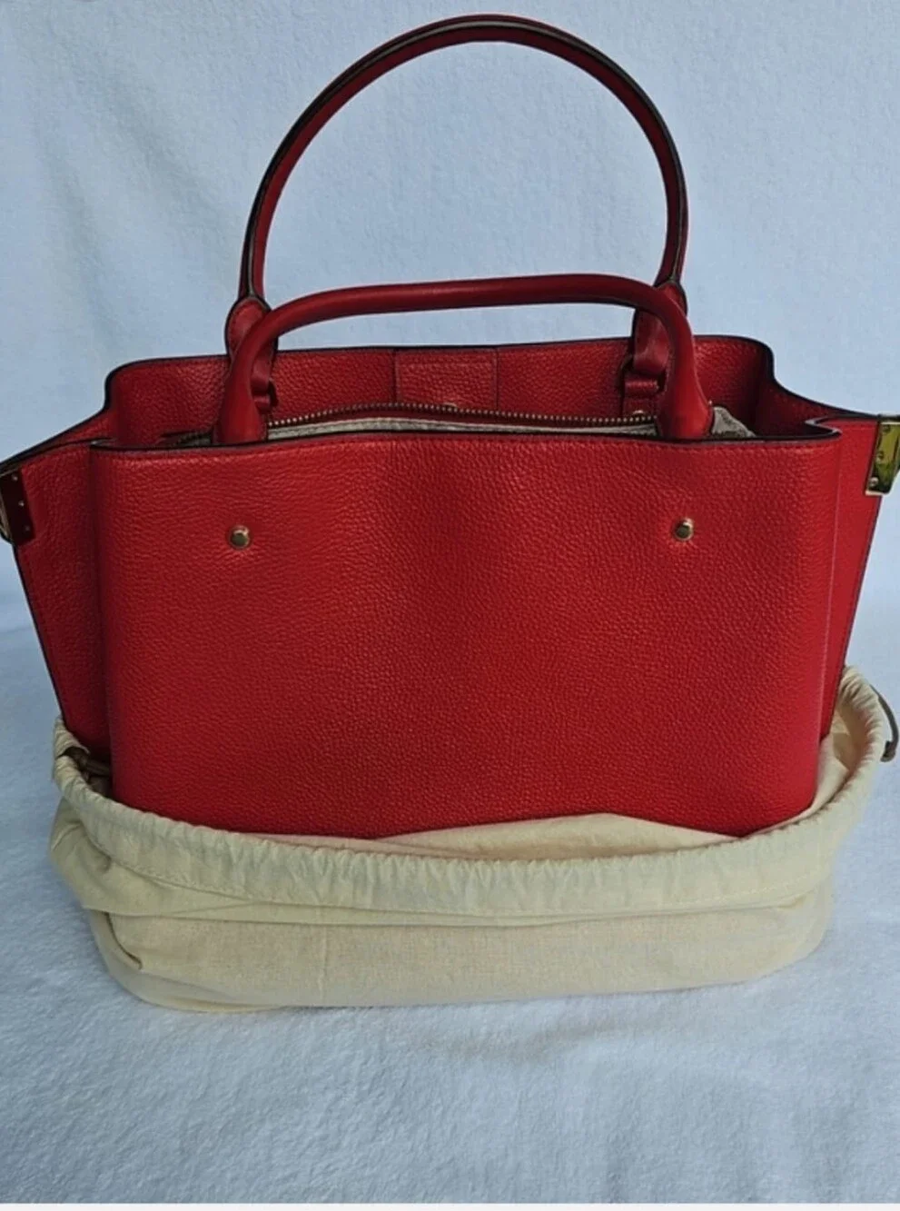 Michael Kors Red Pebbled Leather Satchel Tote Bag Handbag